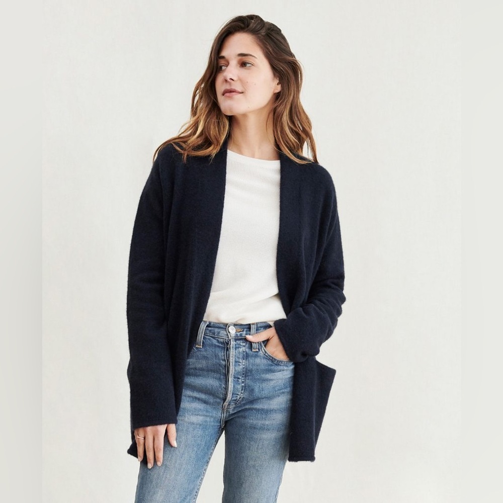 Jenni Kayne Open Front Boiled Wool Cardigan Womens Size XS